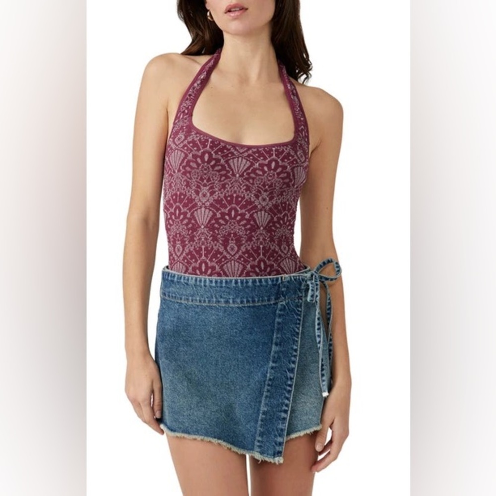 NWT Free People With Love Halter Bodysuit - Capri Grape - M/L